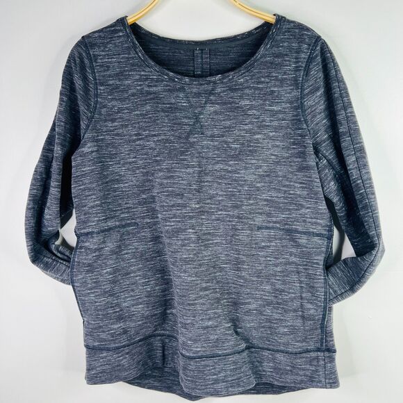 Lululemon Exhalation Pullover II Heathered Marled Gray Size 10 Crewneck Pockets - Picture 6 of 8